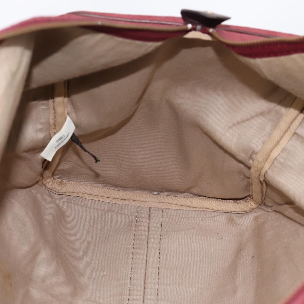 Christian Dior Trotter Canvas Boston Bag Suede Red Gold Auth ka5703