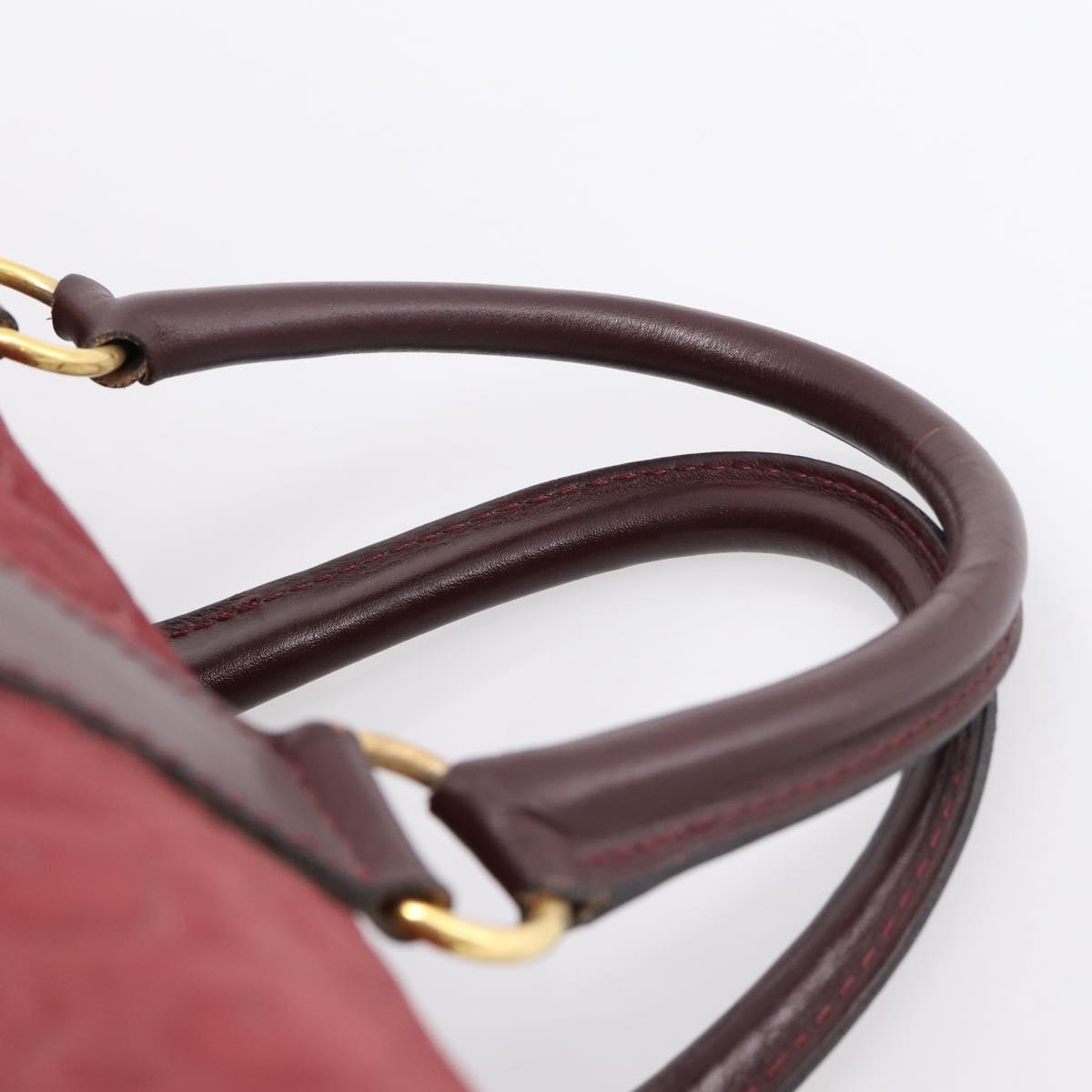 Christian Dior Trotter Canvas Boston Bag Suede Red Gold Auth ka5703