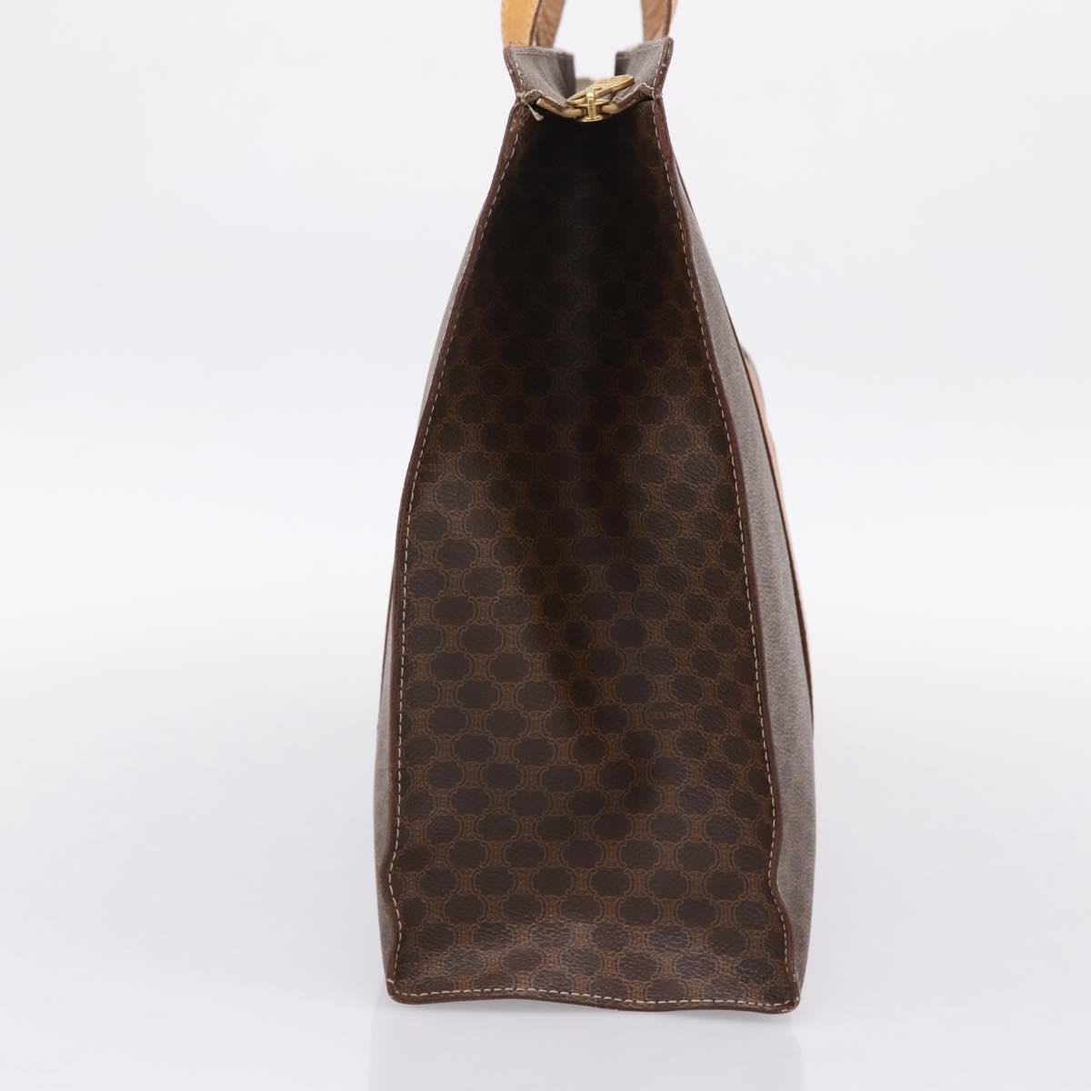 CELINE Macadam Canvas Tote Bag PVC Leather Brown Gold Auth ka5704