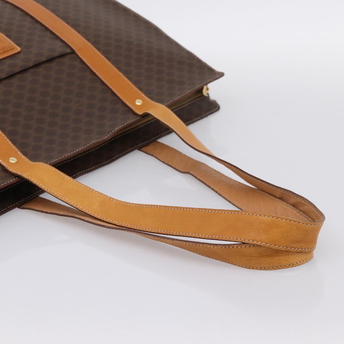 CELINE Macadam Canvas Tote Bag PVC Leather Brown Gold Auth ka5704