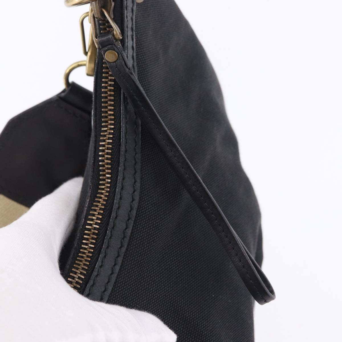 GUCCI Sherry Line Shoulder Bag Canvas Black Gold 106663 Auth ka5705
