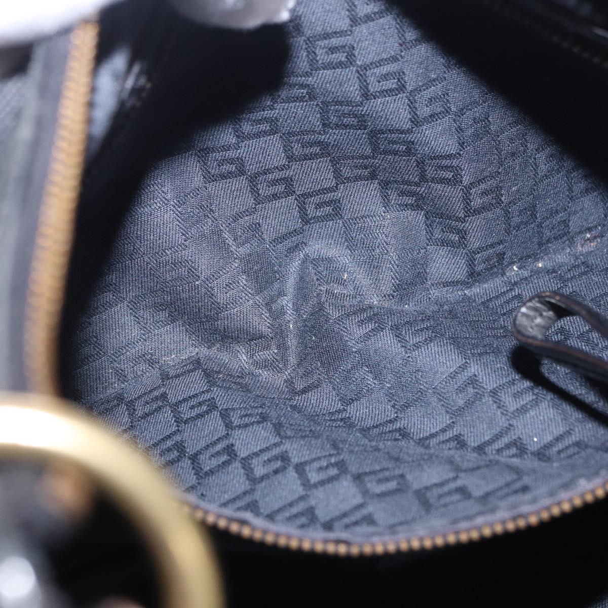 GUCCI Sherry Line Shoulder Bag Canvas Black Gold 106663 Auth ka5705