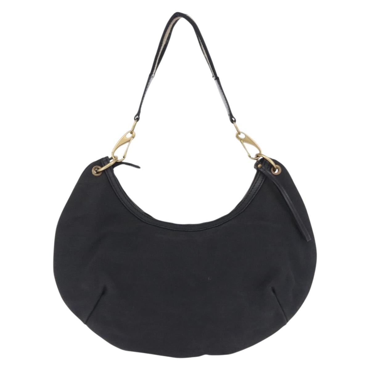 GUCCI Sherry Line Shoulder Bag Canvas Black Gold 106663 Auth ka5705