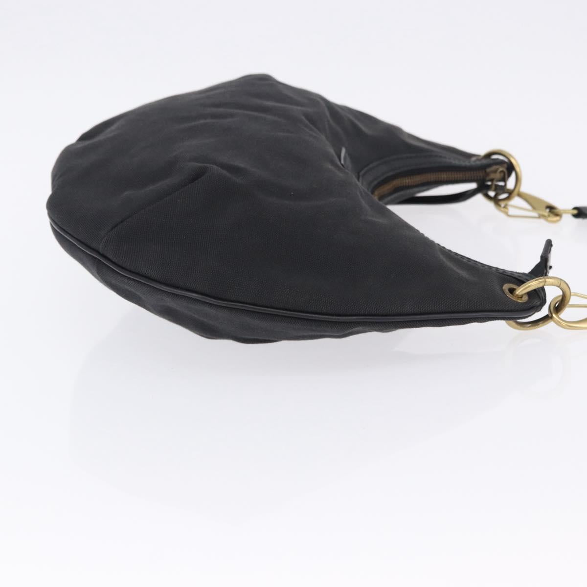 GUCCI Sherry Line Shoulder Bag Canvas Black Gold 106663 Auth ka5705