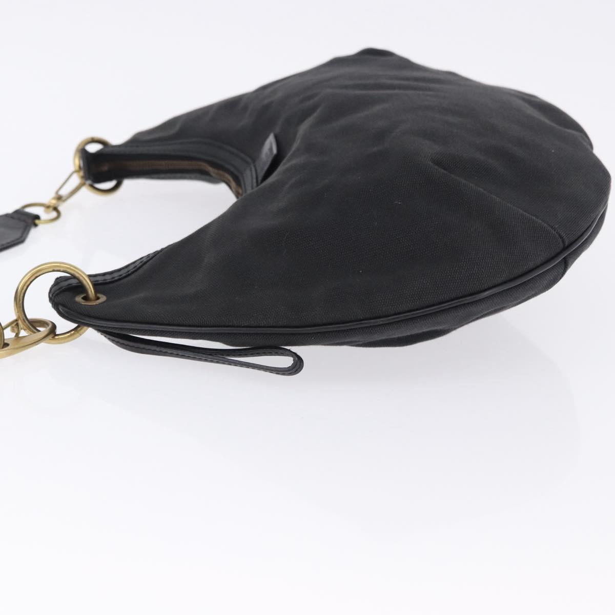 GUCCI Sherry Line Shoulder Bag Canvas Black Gold 106663 Auth ka5705