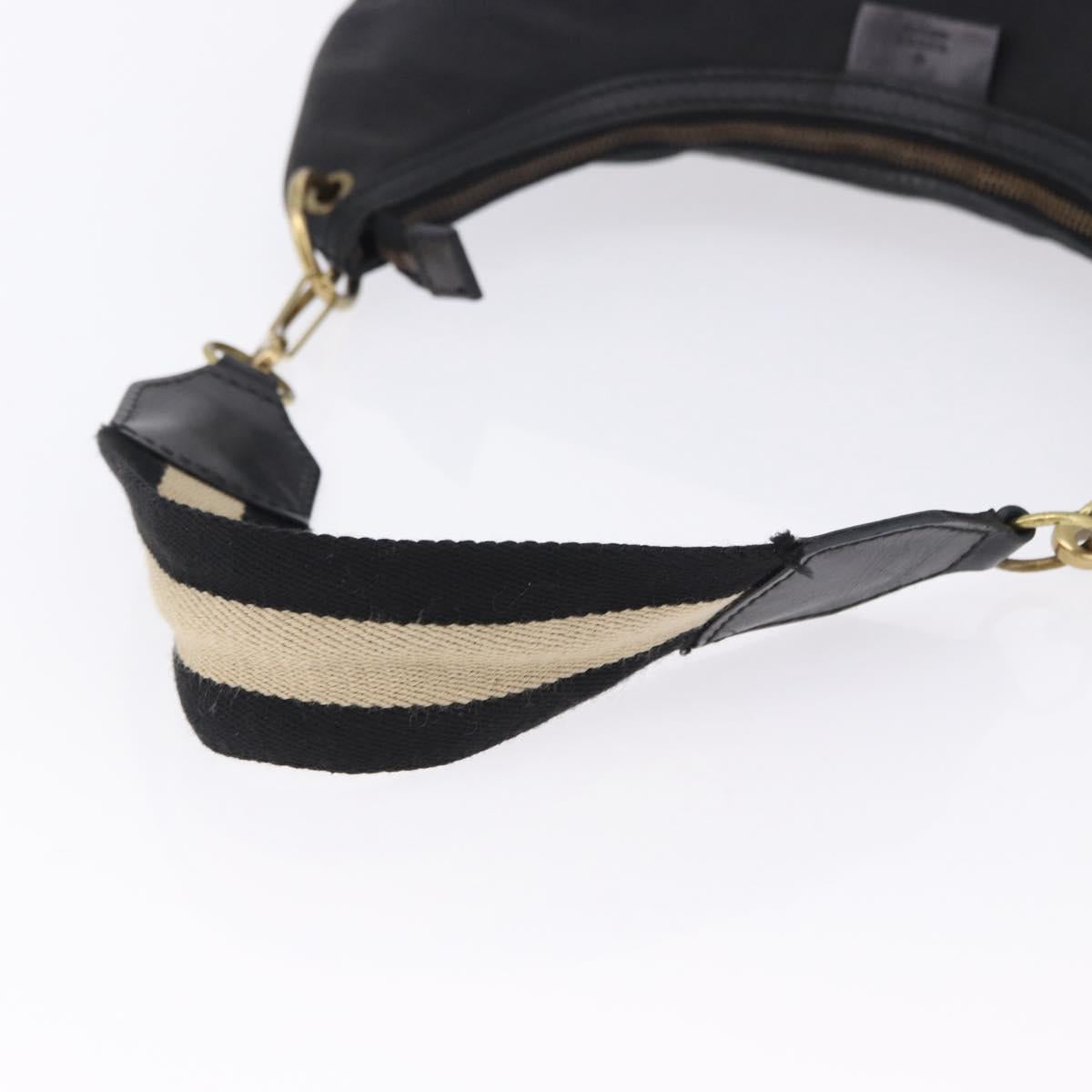 GUCCI Sherry Line Shoulder Bag Canvas Black Gold 106663 Auth ka5705