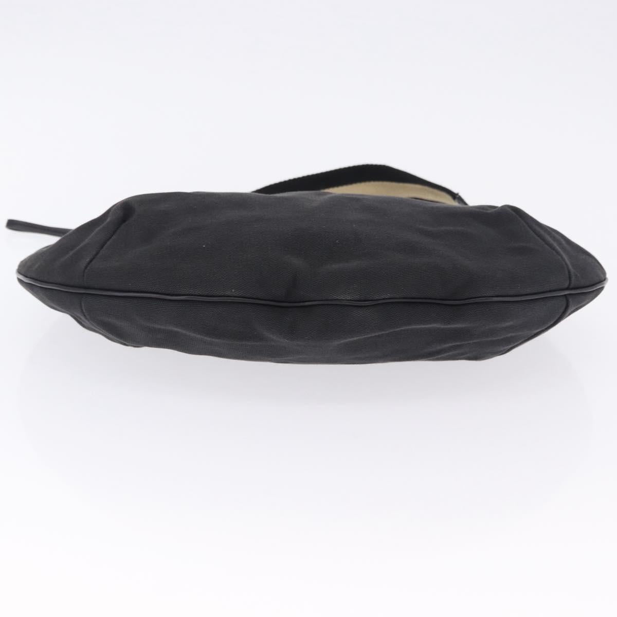GUCCI Sherry Line Shoulder Bag Canvas Black Gold 106663 Auth ka5705