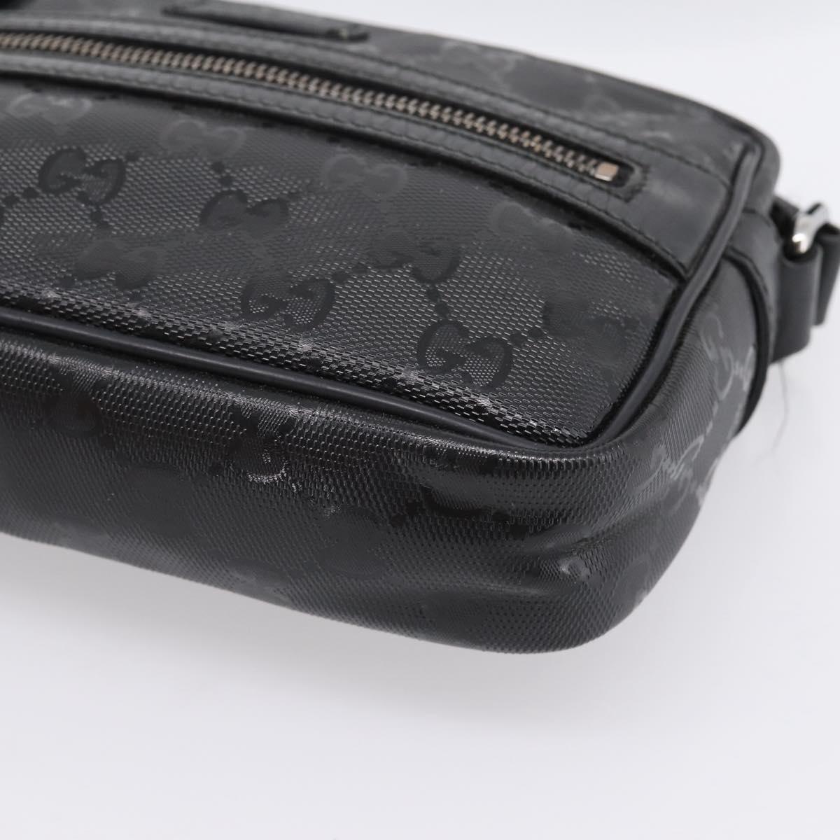 GUCCI GG Implementation Shoulder Bag PVC Black Silver 201447 Auth ka5707A