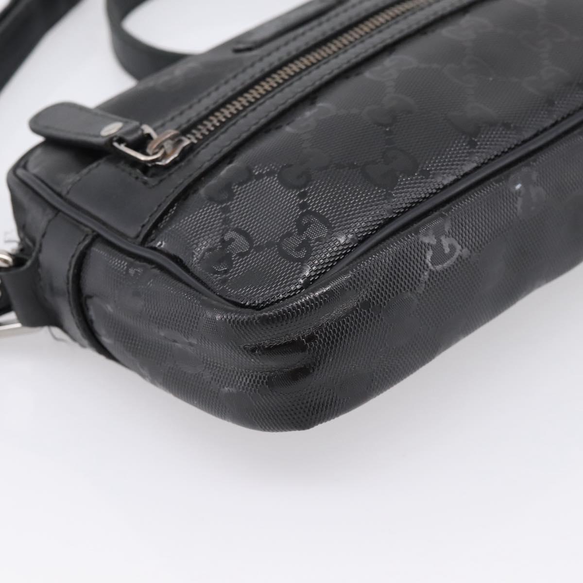 GUCCI GG Implementation Shoulder Bag PVC Black Silver 201447 Auth ka5707A
