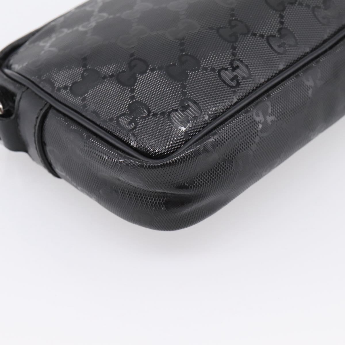 GUCCI GG Implementation Shoulder Bag PVC Black Silver 201447 Auth ka5707A