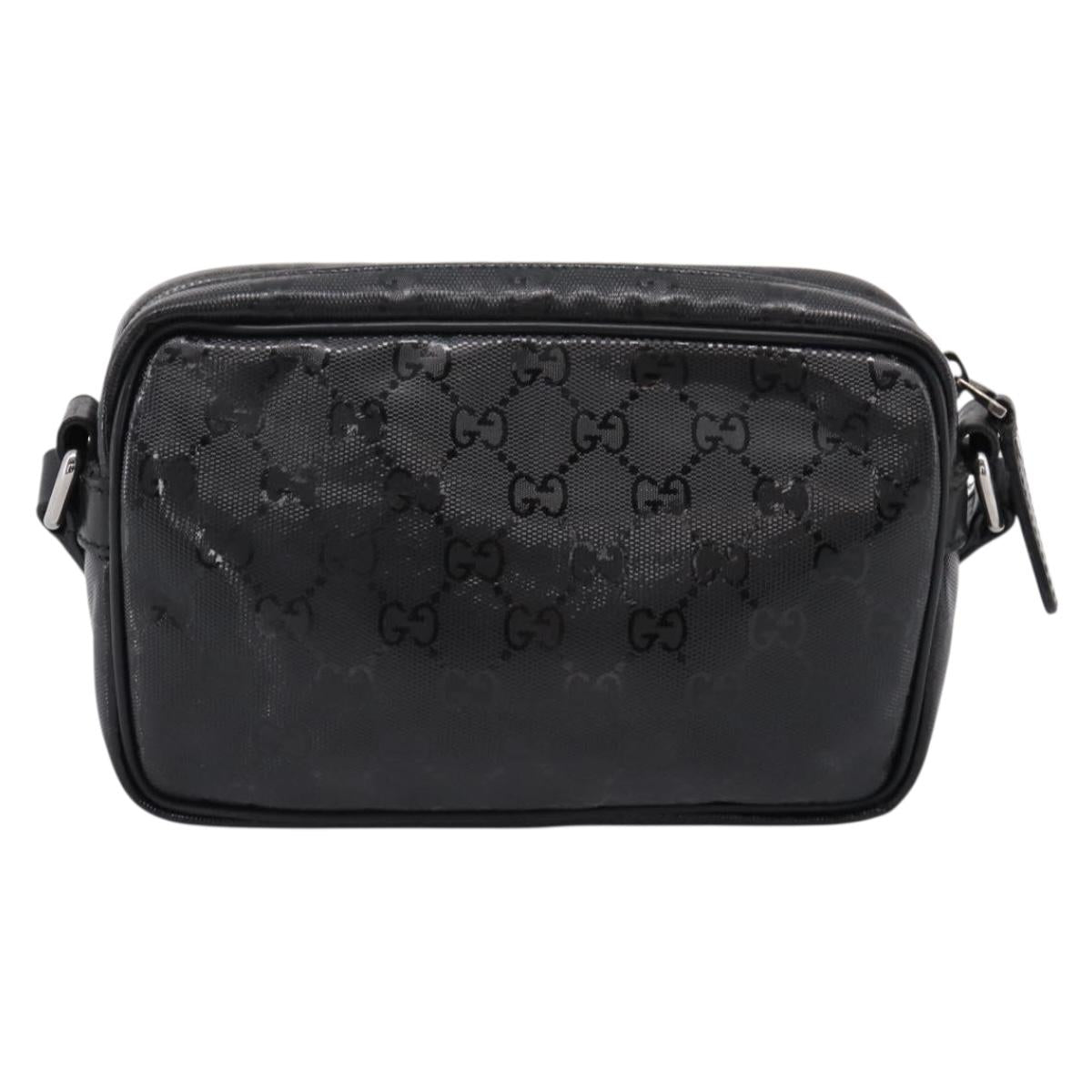 GUCCI GG Implementation Shoulder Bag PVC Black Silver 201447 Auth ka5707A