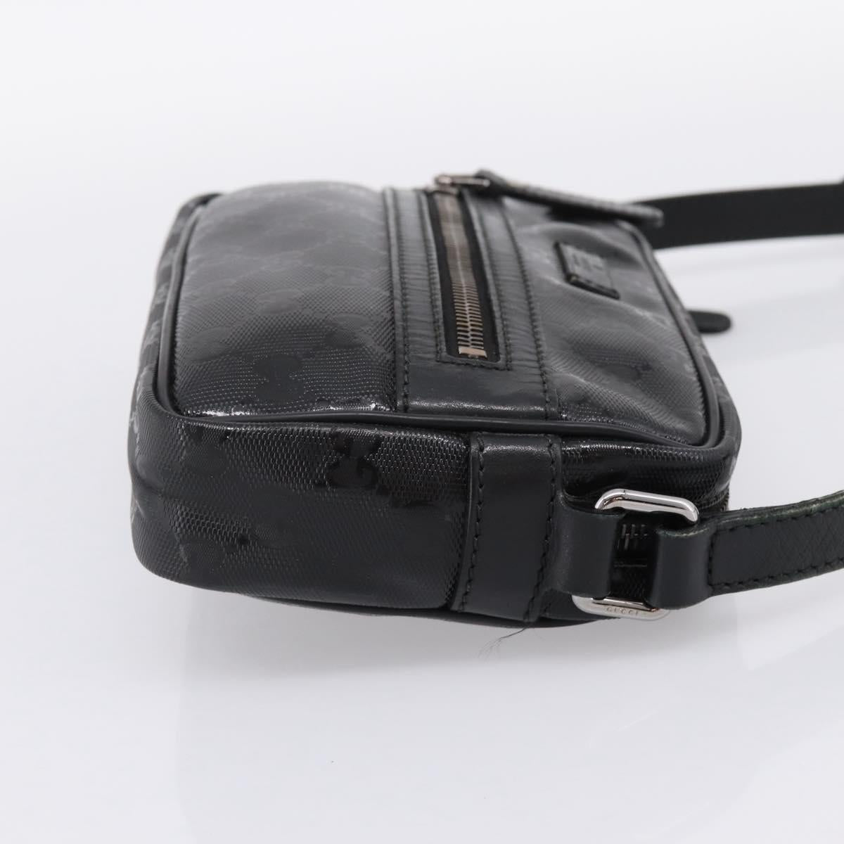 GUCCI GG Implementation Shoulder Bag PVC Black Silver 201447 Auth ka5707A