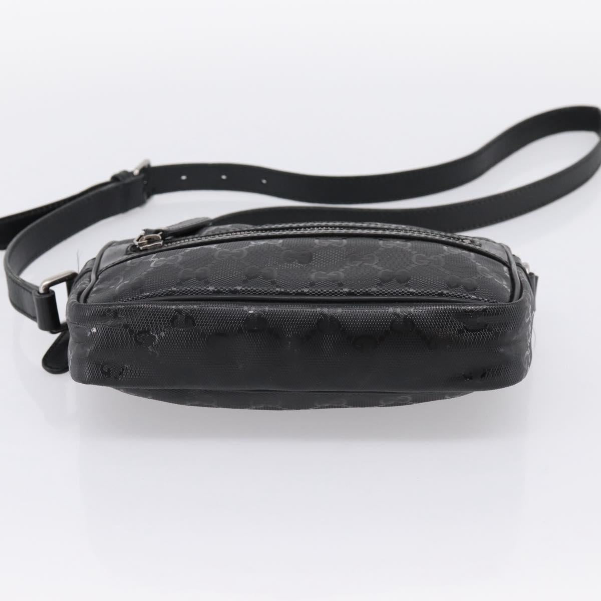 GUCCI GG Implementation Shoulder Bag PVC Black Silver 201447 Auth ka5707A