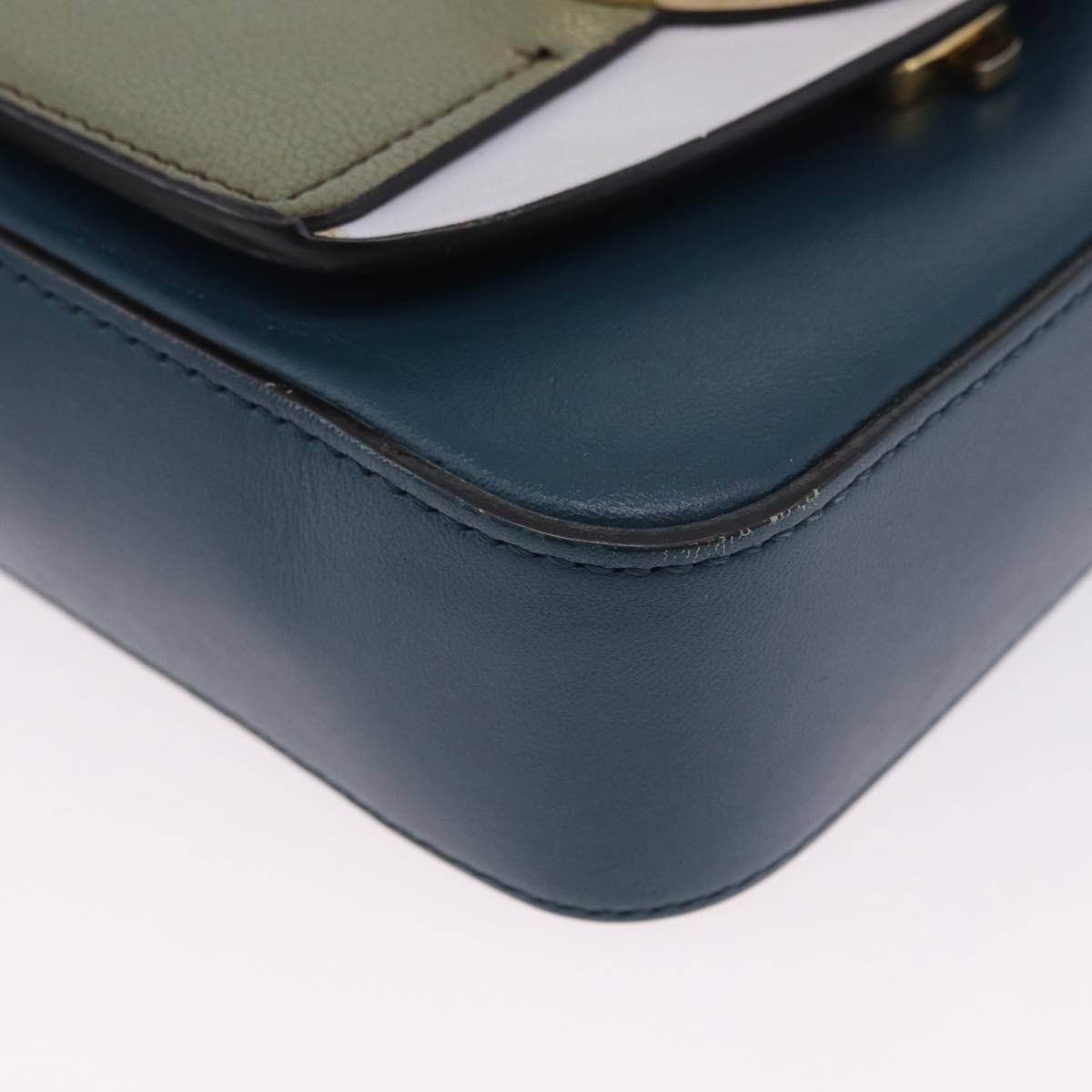 Chloe Chloe C Shoulder Bag Leather Blue Gold Auth ka5709A
