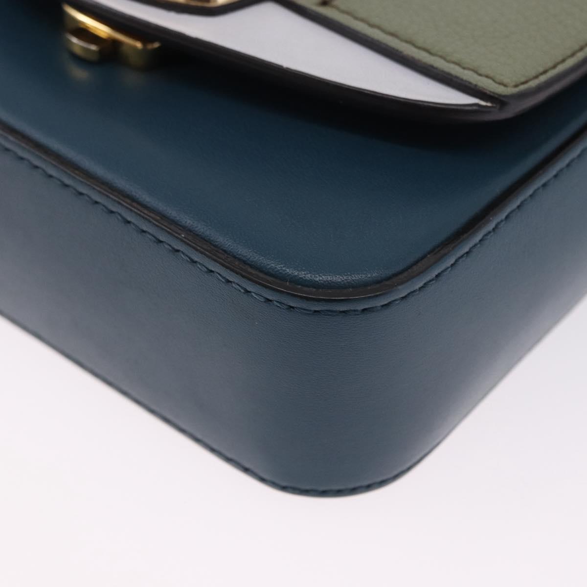 Chloe Chloe C Shoulder Bag Leather Blue Gold Auth ka5709A