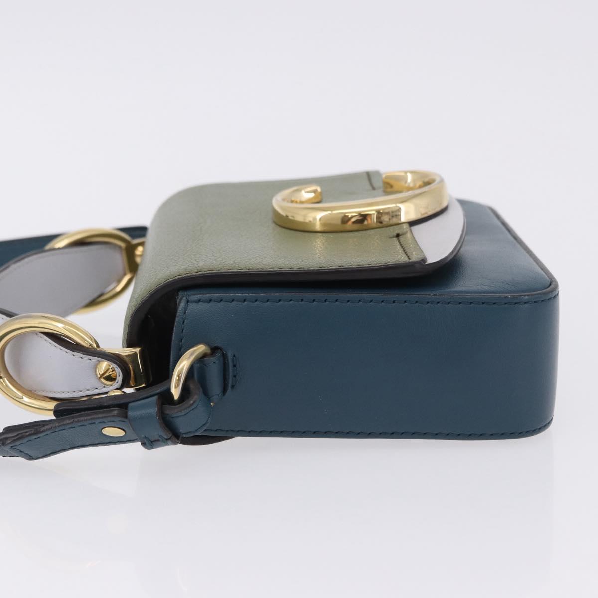 Chloe Chloe C Shoulder Bag Leather Blue Gold Auth ka5709A