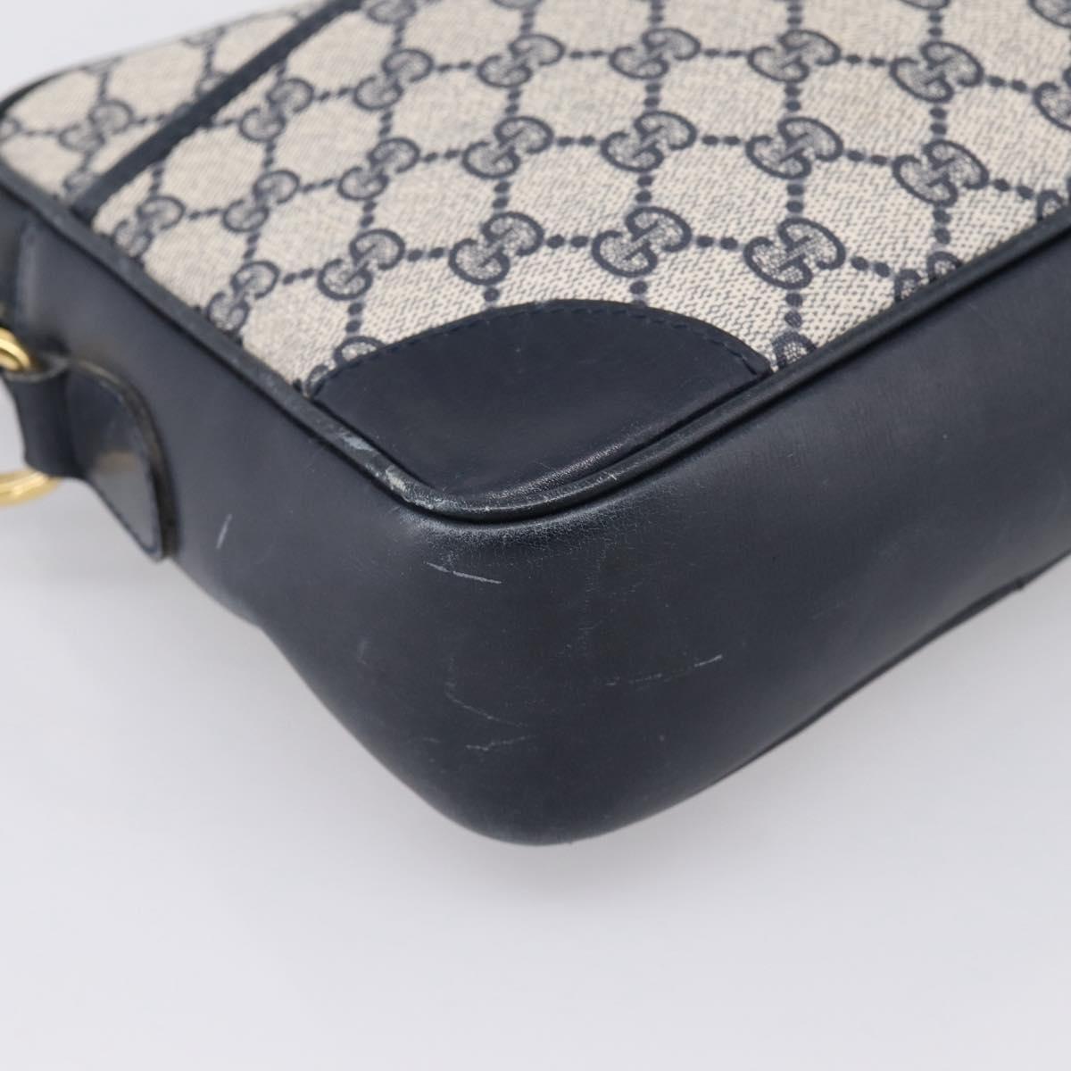 GUCCI GG Supreme Shoulder Bag PVC Navy Gold Auth ka5710