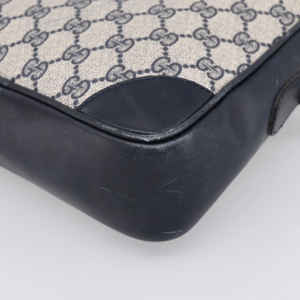 GUCCI GG Supreme Shoulder Bag PVC Navy Gold Auth ka5710