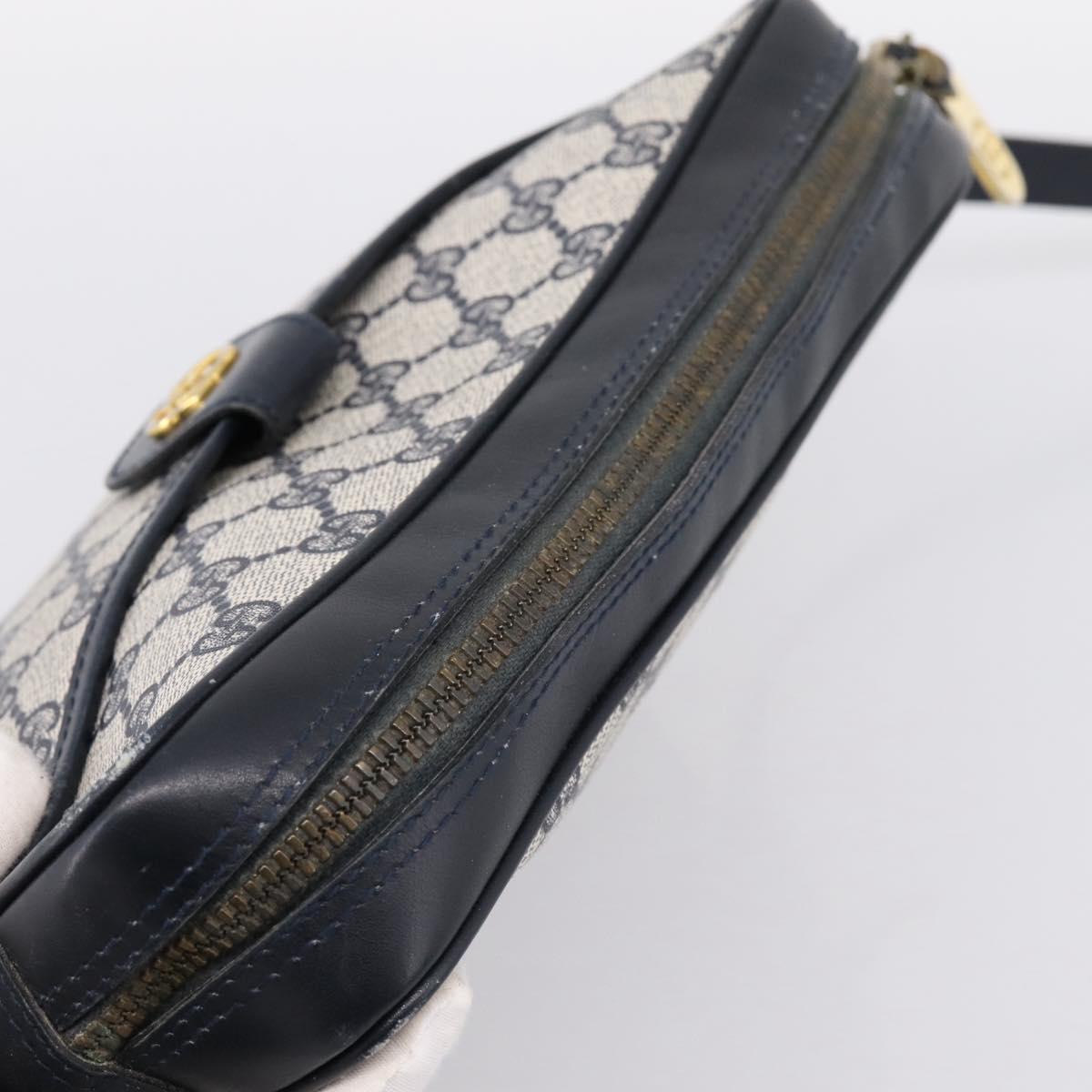 GUCCI GG Supreme Shoulder Bag PVC Navy Gold Auth ka5710
