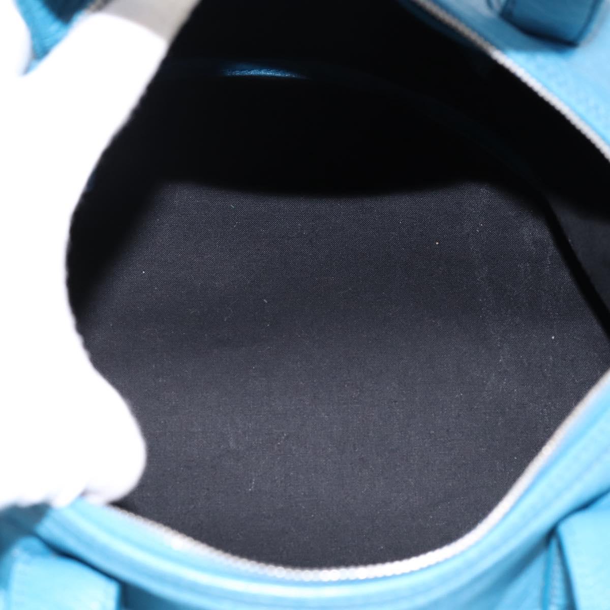 BALENCIAGA Air Hobo Hand Bag Leather 2way Blue Silver 466844 Auth ka5712A