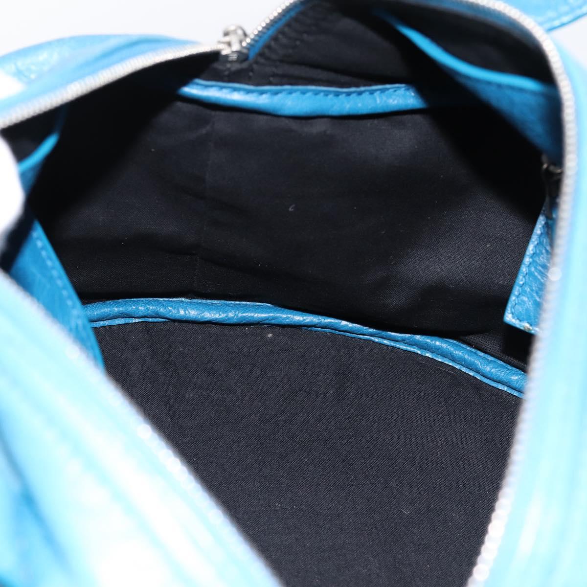 BALENCIAGA Air Hobo Hand Bag Leather 2way Blue Silver 466844 Auth ka5712A