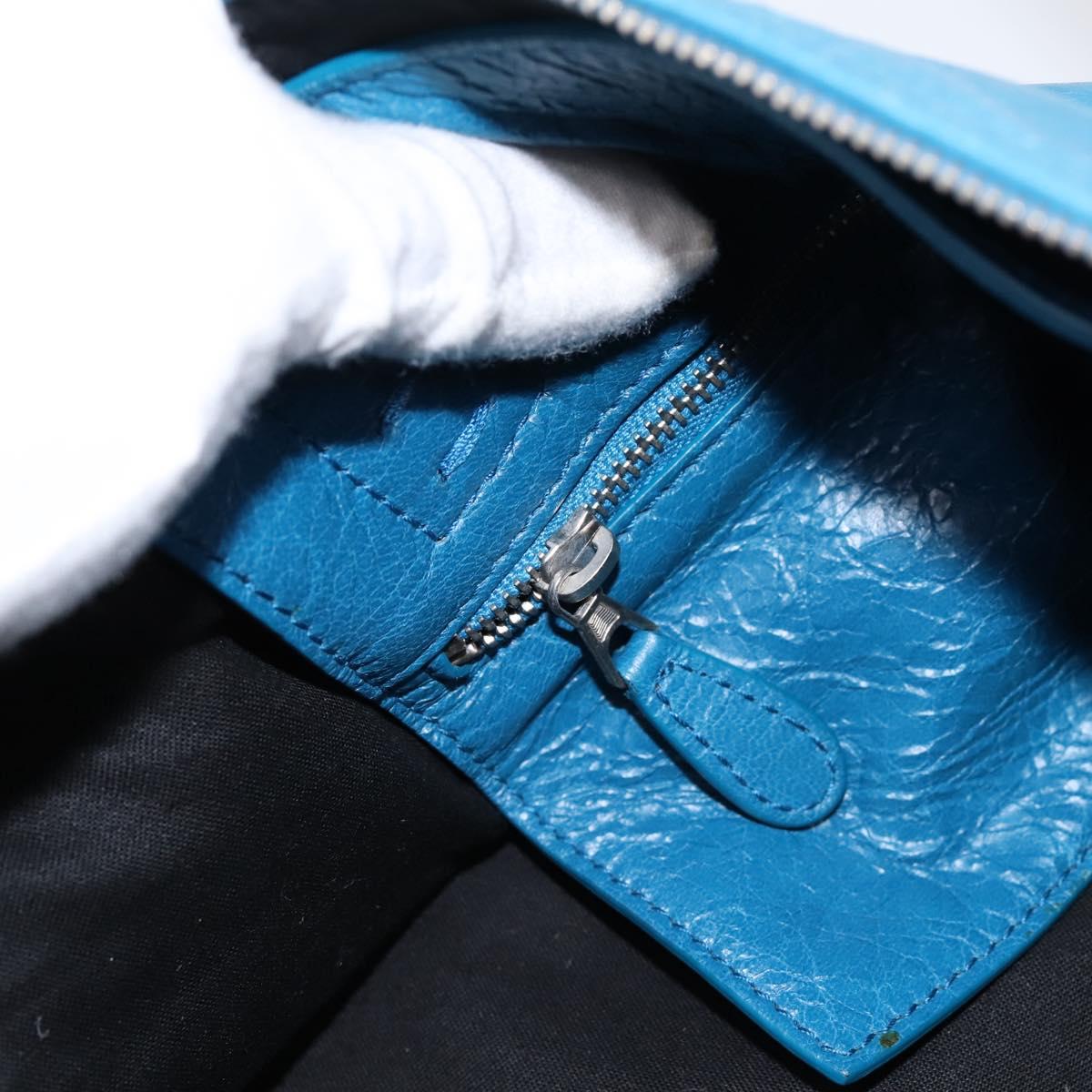 BALENCIAGA Air Hobo Hand Bag Leather 2way Blue Silver 466844 Auth ka5712A