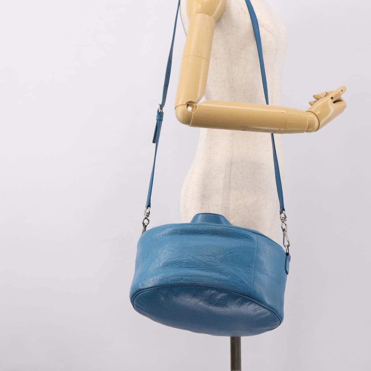 BALENCIAGA Air Hobo Hand Bag Leather 2way Blue Silver 466844 Auth ka5712A