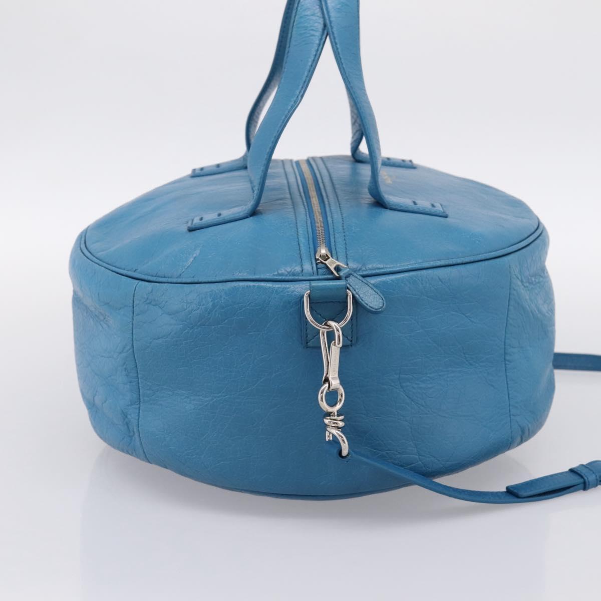 BALENCIAGA Air Hobo Hand Bag Leather 2way Blue Silver 466844 Auth ka5712A