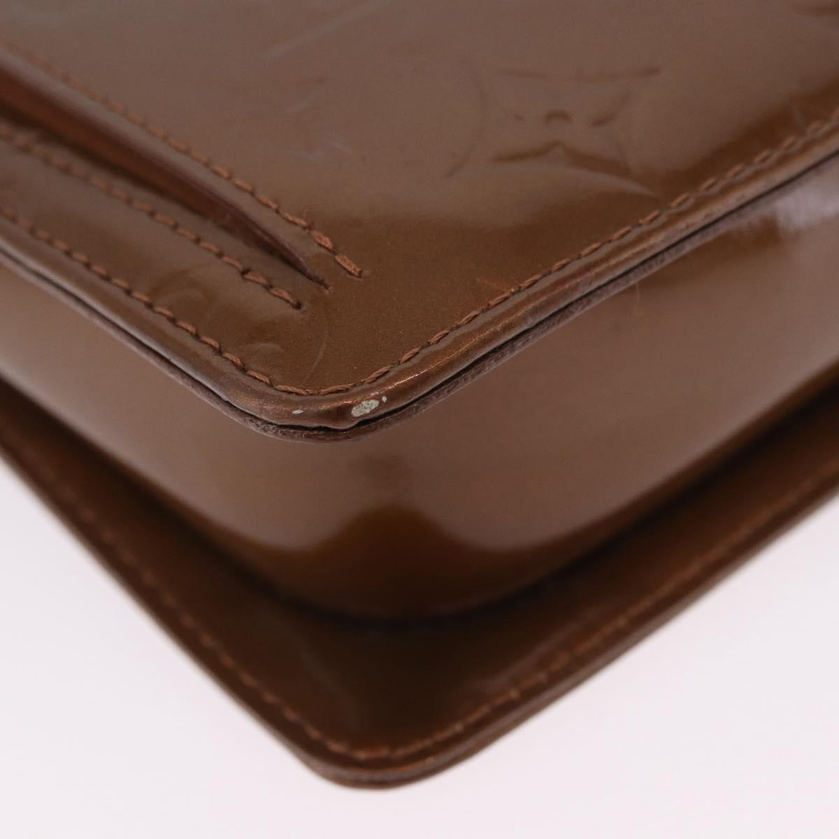 LOUIS VUITTON Monogram Vernis Motto Accessory Pouch Bronze M91138 LV Auth ka5713