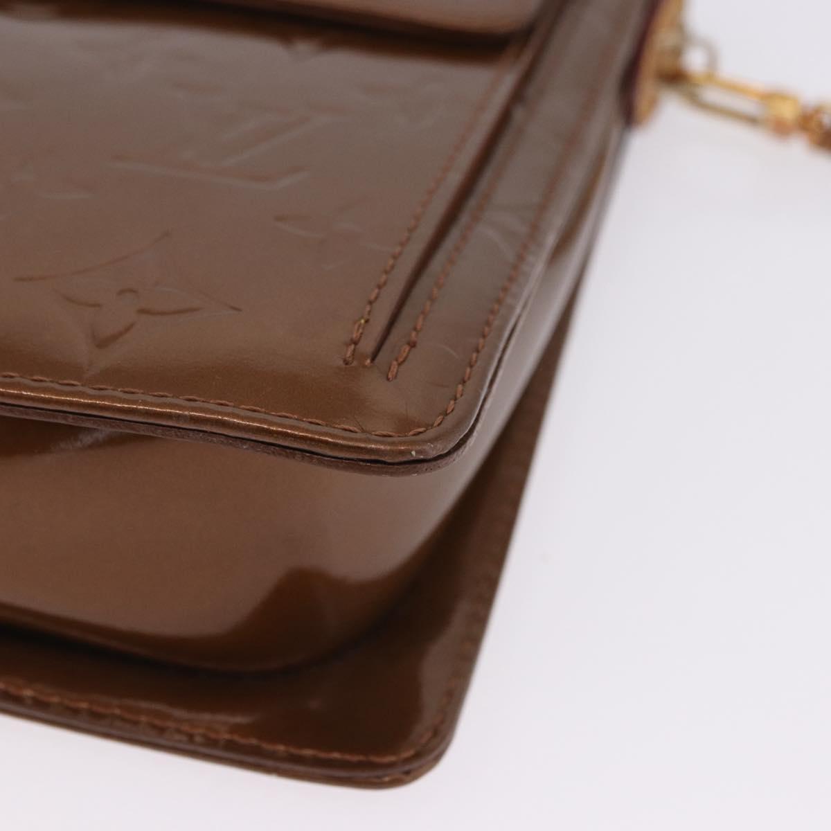 LOUIS VUITTON Monogram Vernis Motto Accessory Pouch Bronze M91138 LV Auth ka5713