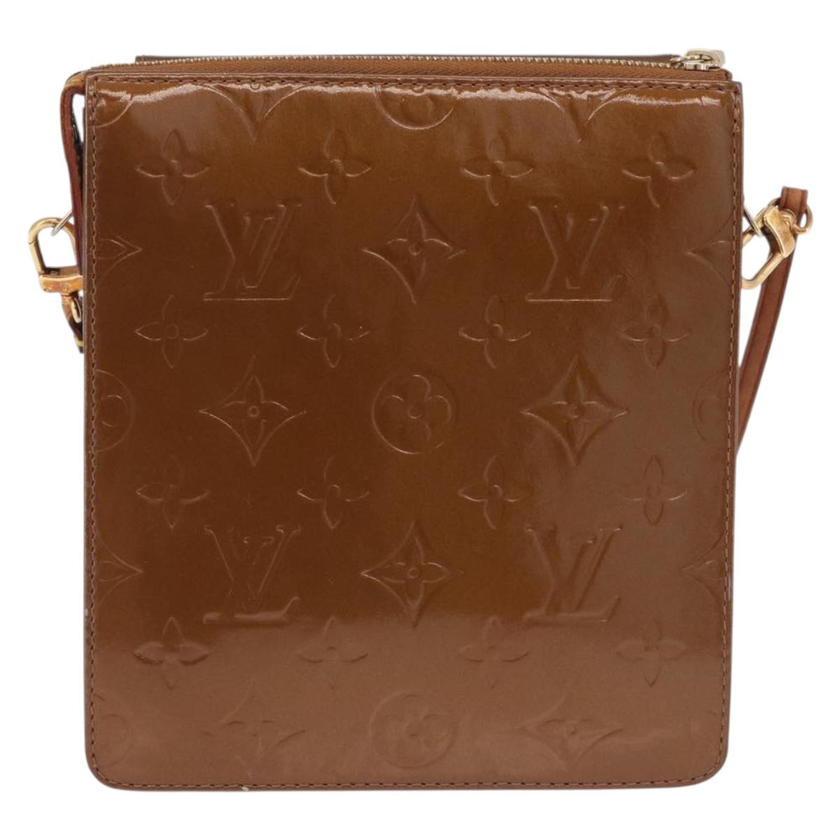 LOUIS VUITTON Monogram Vernis Motto Accessory Pouch Bronze M91138 LV Auth ka5713