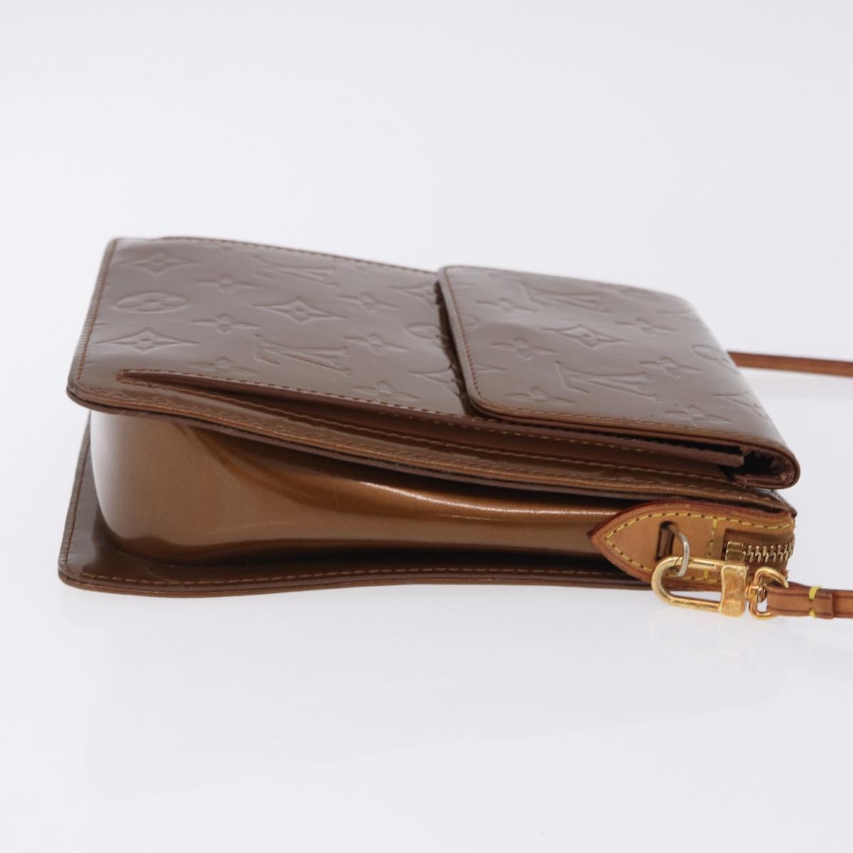 LOUIS VUITTON Monogram Vernis Motto Accessory Pouch Bronze M91138 LV Auth ka5713