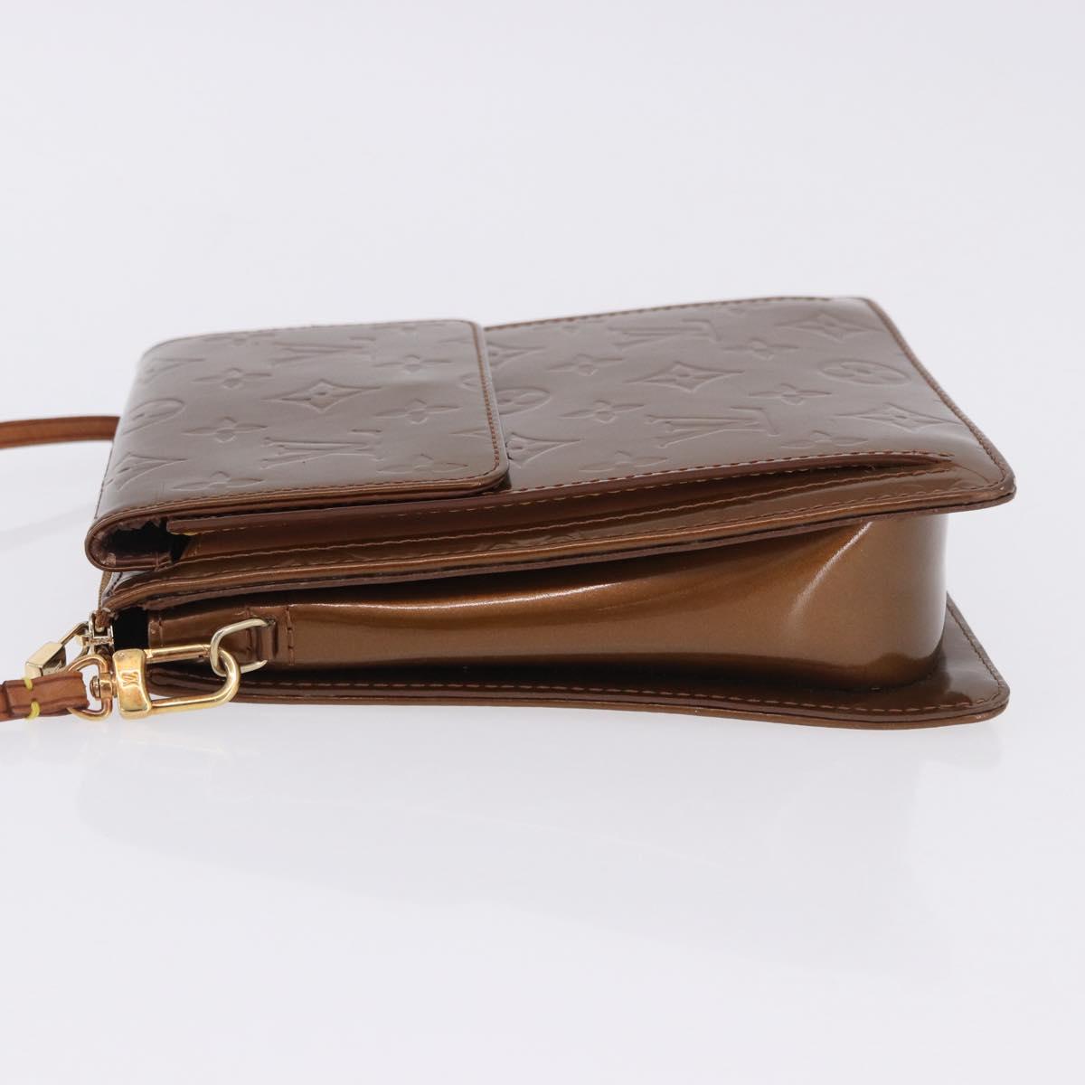 LOUIS VUITTON Monogram Vernis Motto Accessory Pouch Bronze M91138 LV Auth ka5713