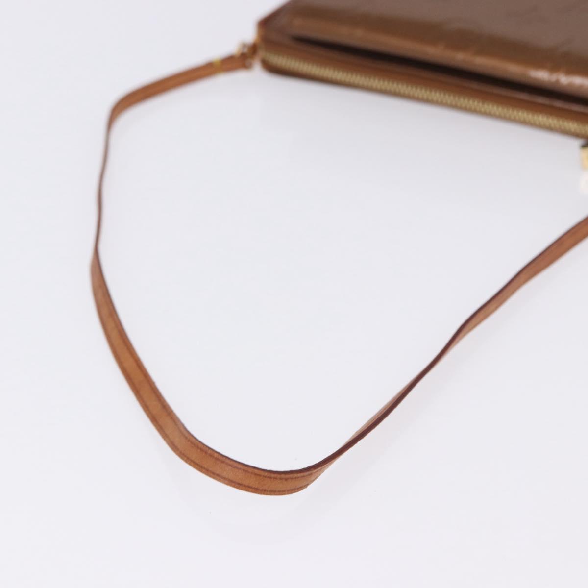 LOUIS VUITTON Monogram Vernis Motto Accessory Pouch Bronze M91138 LV Auth ka5713