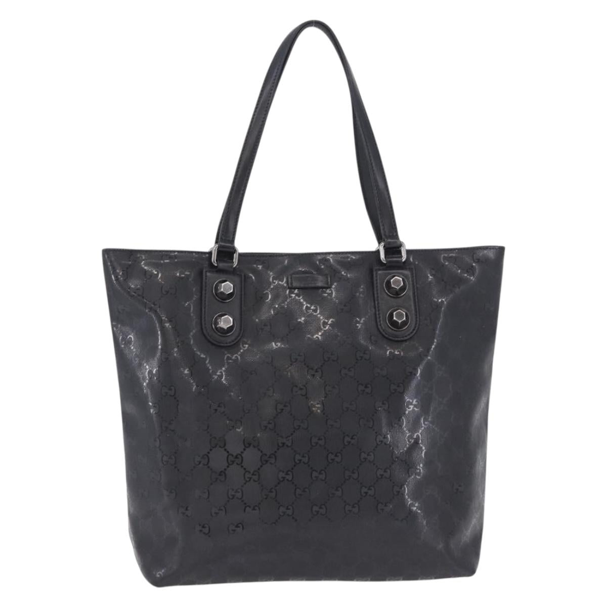 GUCCI GG Implementation Tote Bag PVC Black Silver 229848 Auth ka5714A