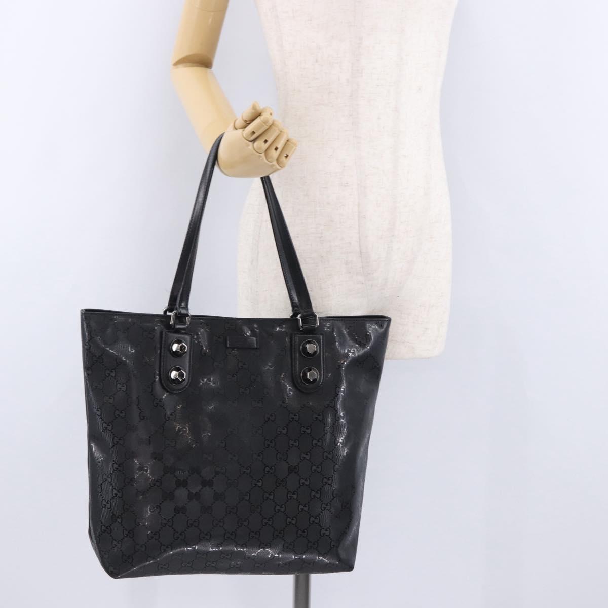 GUCCI GG Implementation Tote Bag PVC Black Silver 229848 Auth ka5714A