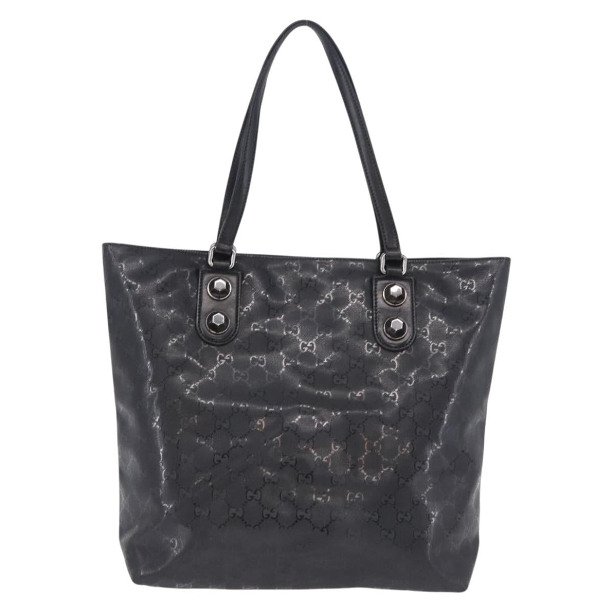 GUCCI GG Implementation Tote Bag PVC Black Silver 229848 Auth ka5714A
