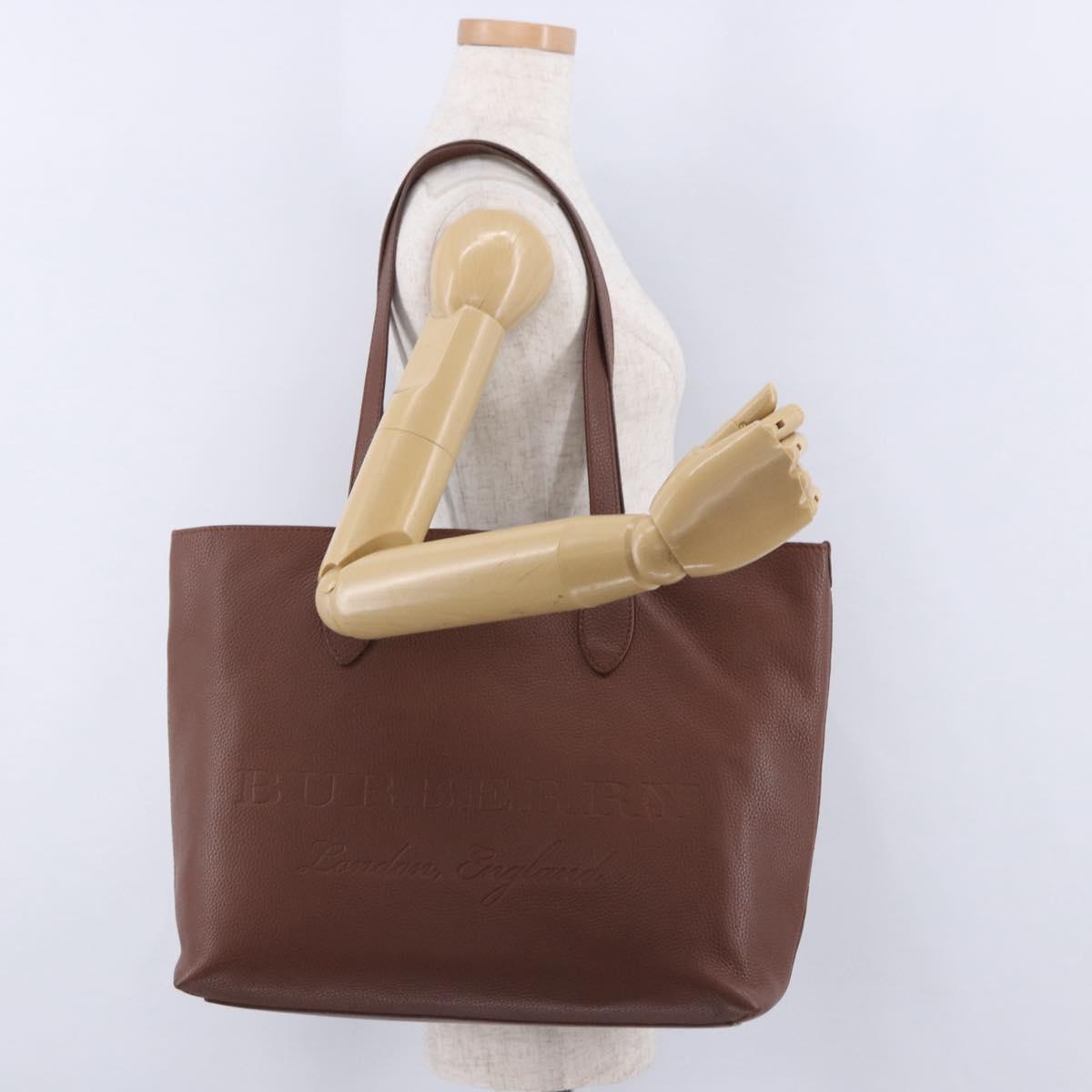 BURBERRY Tote Bag Leather Brown Auth ka5716