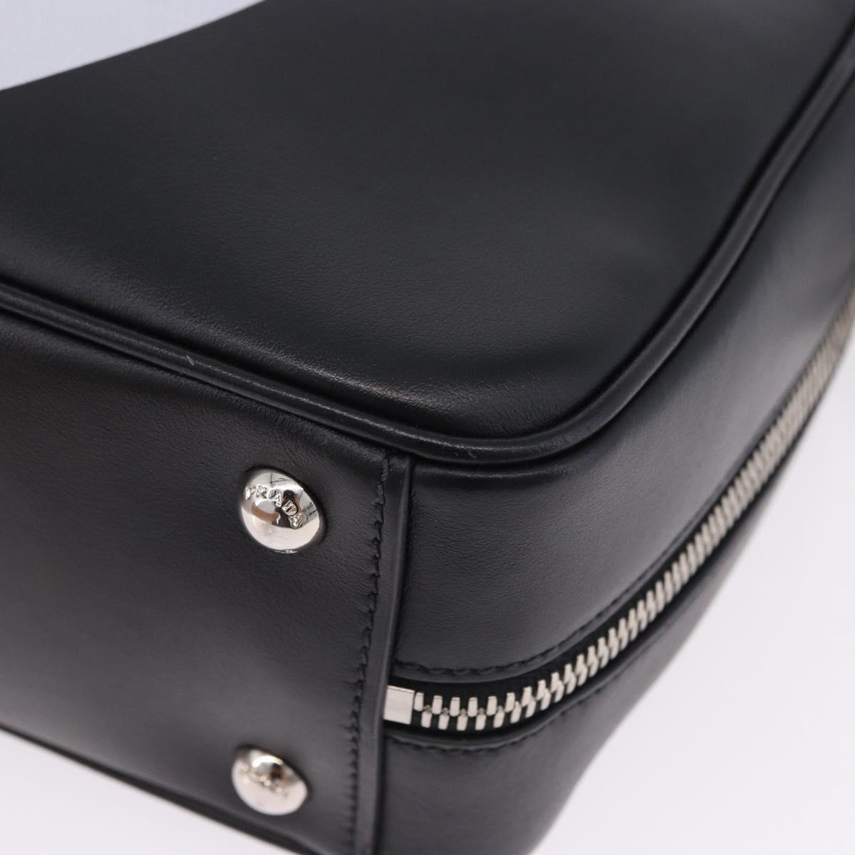 PRADA Hand Bag Leather 2way Black Silver Auth ka5717M