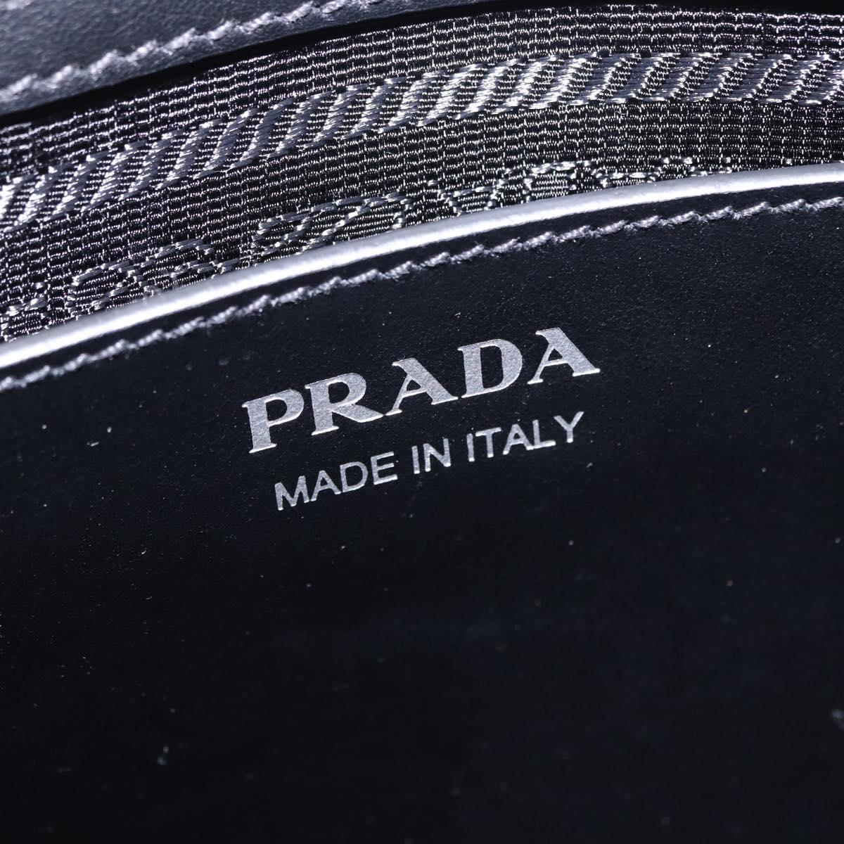 PRADA Hand Bag Leather 2way Black Silver Auth ka5717M