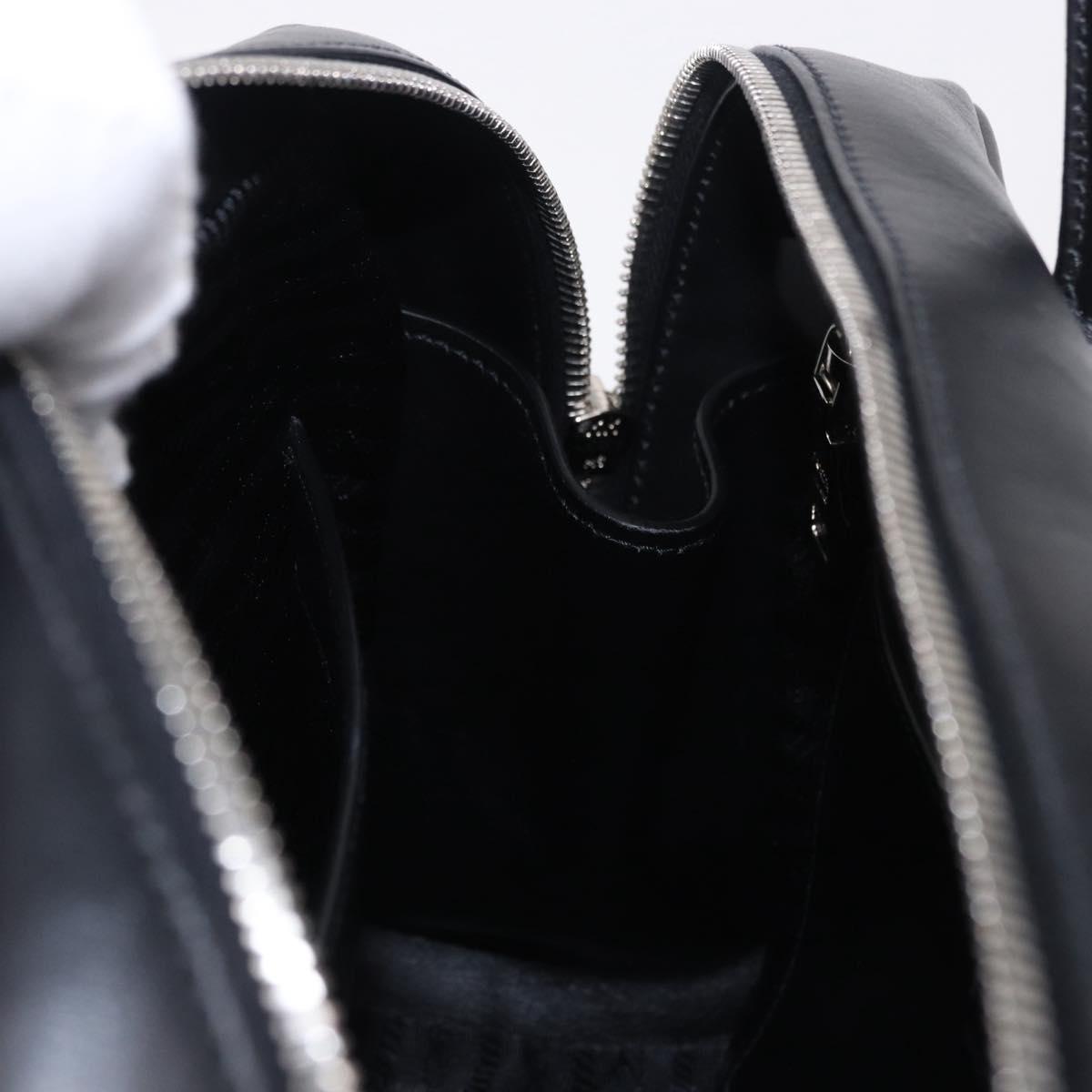 PRADA Hand Bag Leather 2way Black Silver Auth ka5717M