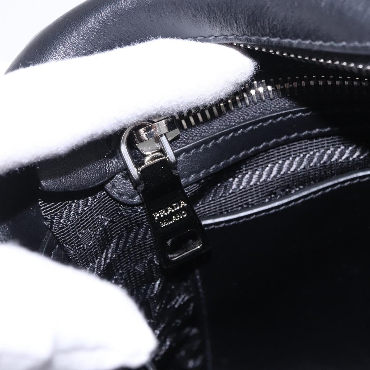 PRADA Hand Bag Leather 2way Black Silver Auth ka5717M