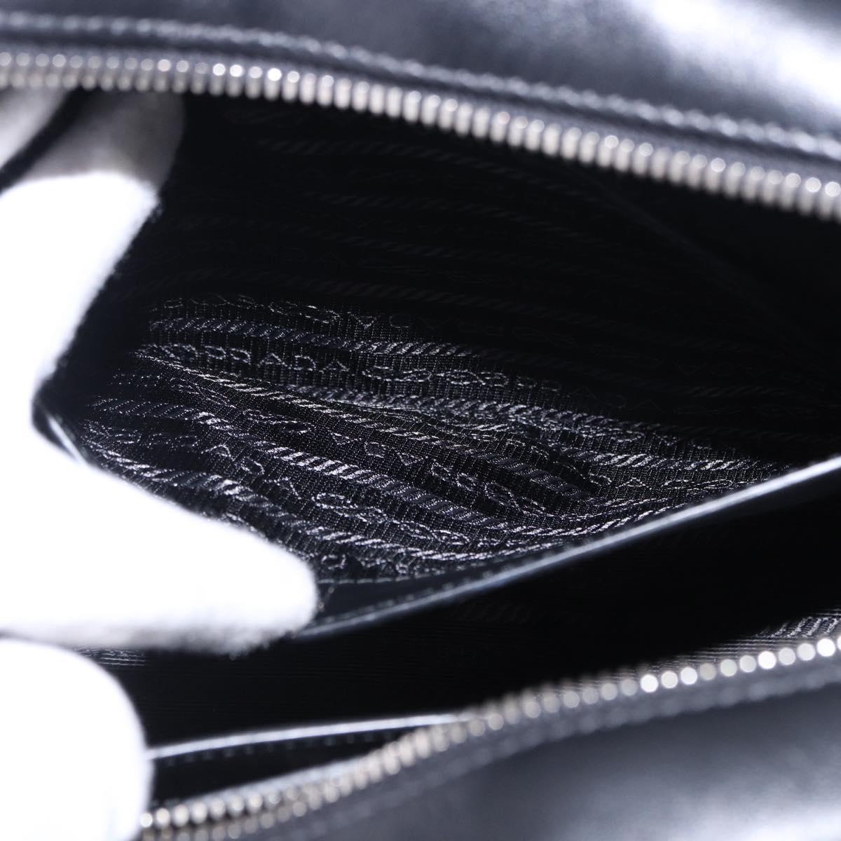 PRADA Hand Bag Leather 2way Black Silver Auth ka5717M