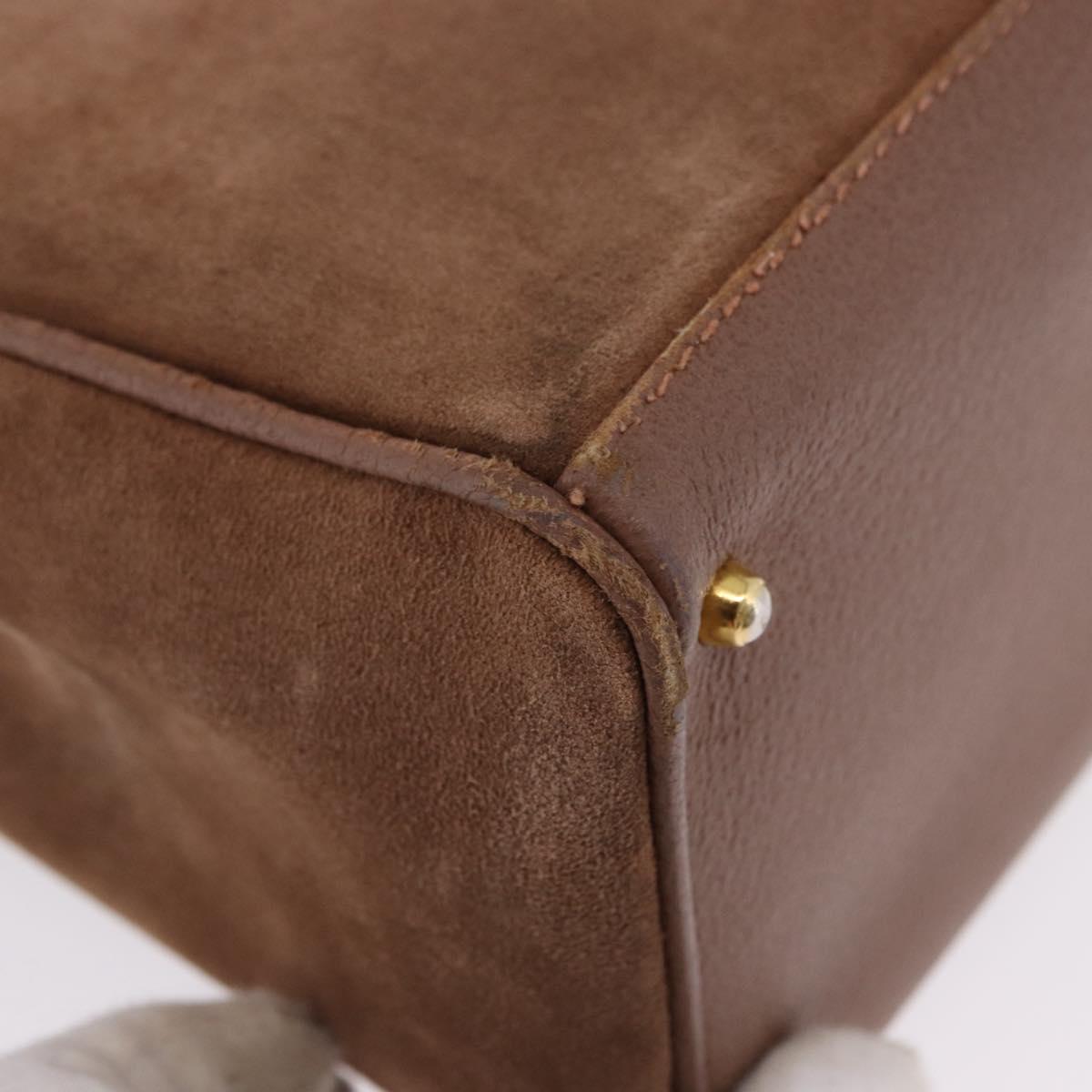 GUCCI Bamboo Hand Bag Suede Brown Gold 000 123 0316 Auth ka5718