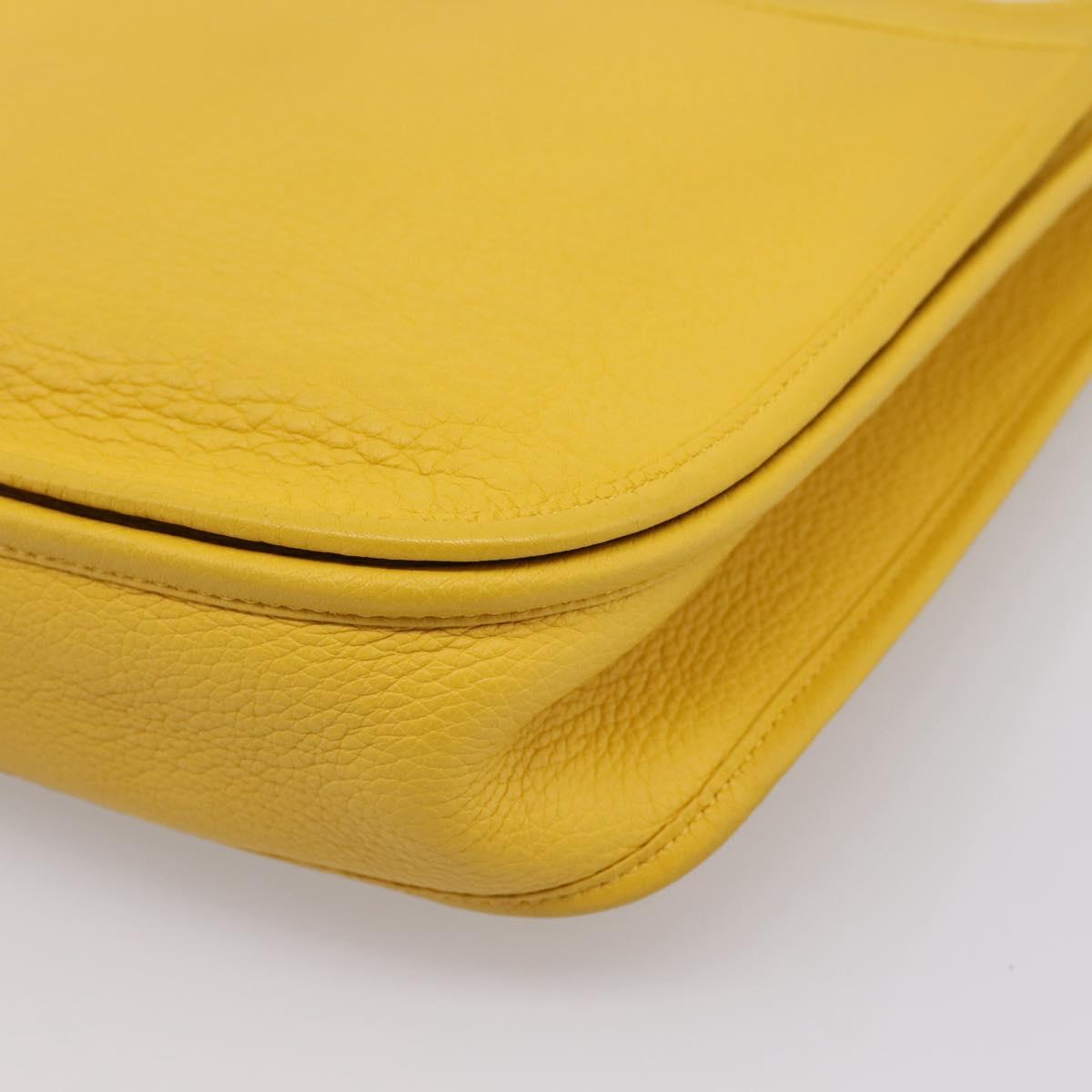 HERMES Evelyn 3PM Shoulder Bag Taurillon Clemence Leather Yellow Auth ka5719SAV