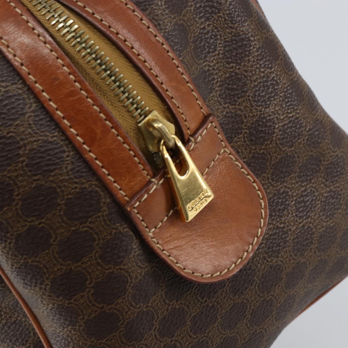 CELINE Macadam Canvas Hand Bag PVC Leather Brown Gold Auth ka572