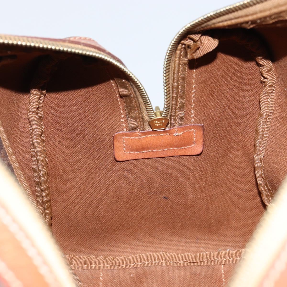 CELINE Macadam Canvas Hand Bag PVC Leather Brown Gold Auth ka572
