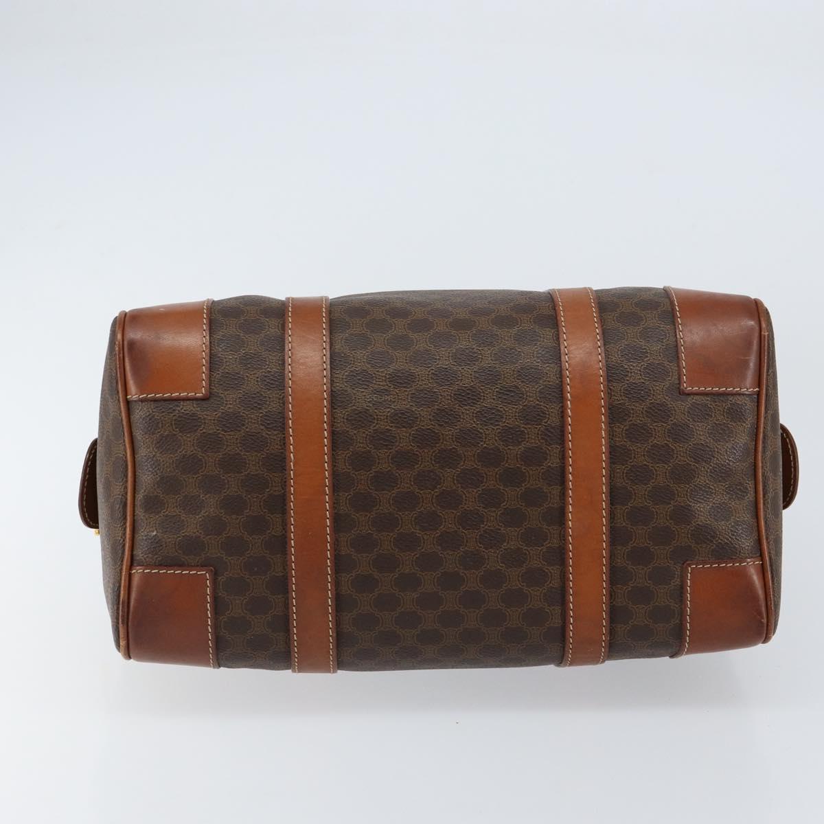 CELINE Macadam Canvas Hand Bag PVC Leather Brown Gold Auth ka572
