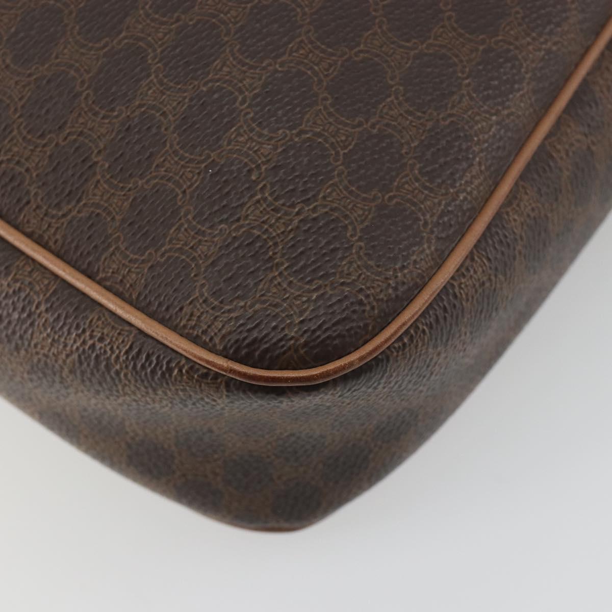 CELINE Macadam Canvas Shoulder Bag PVC Leather Brown Gold Auth ka5720A