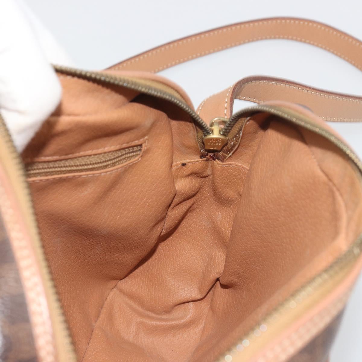 CELINE Macadam Canvas Shoulder Bag PVC Leather Brown Gold Auth ka5720A